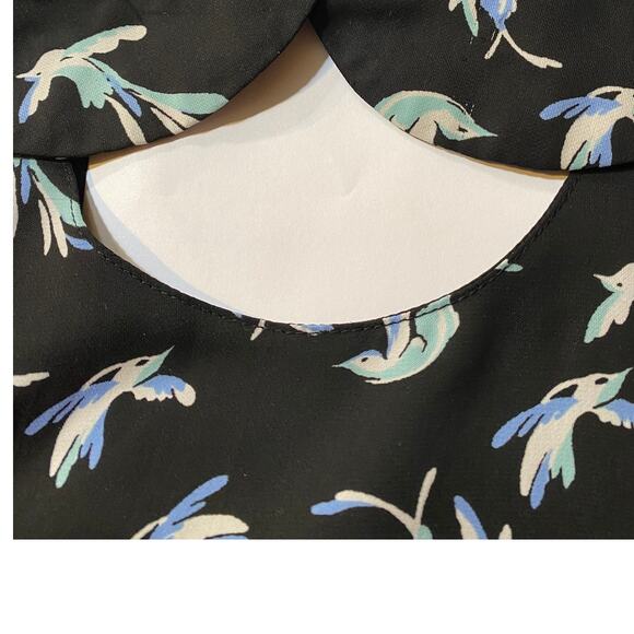 Lauren Conrad Size 8 Black Dress with Light Blue Birds Cutout and Waist - Picture 2 of 8
